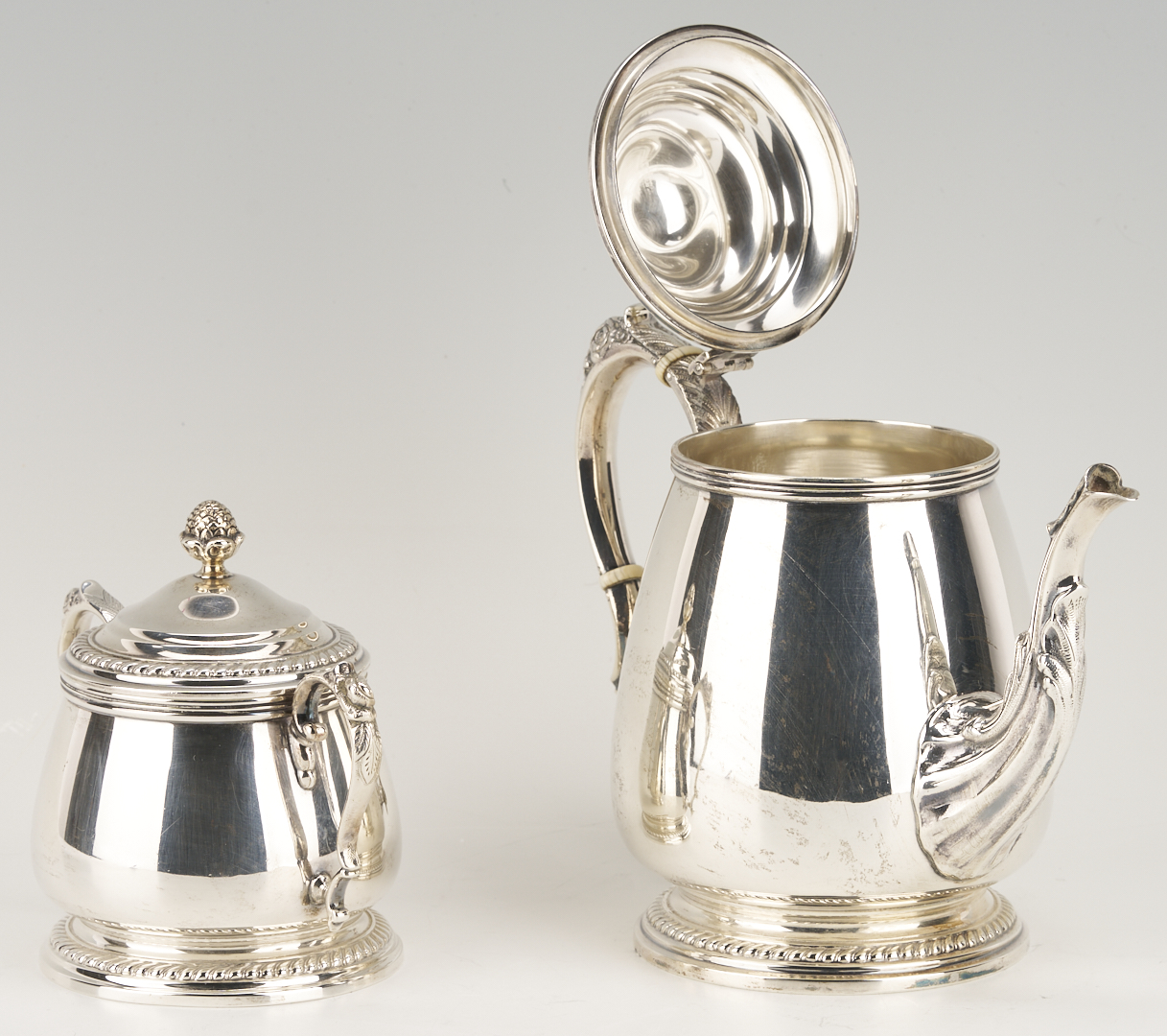 Lot 31: Sterling Silver Tea Set with Kettle, 131 oz, plus tray