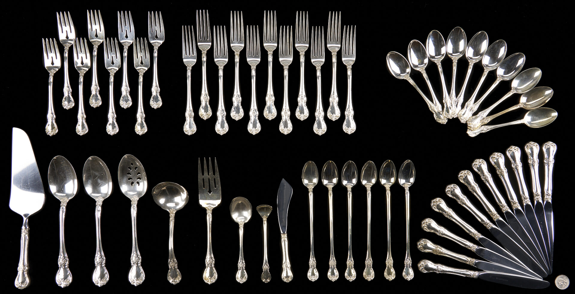 Lot 320: 55 Pcs. Towle Old Master Sterling Silver Flatware