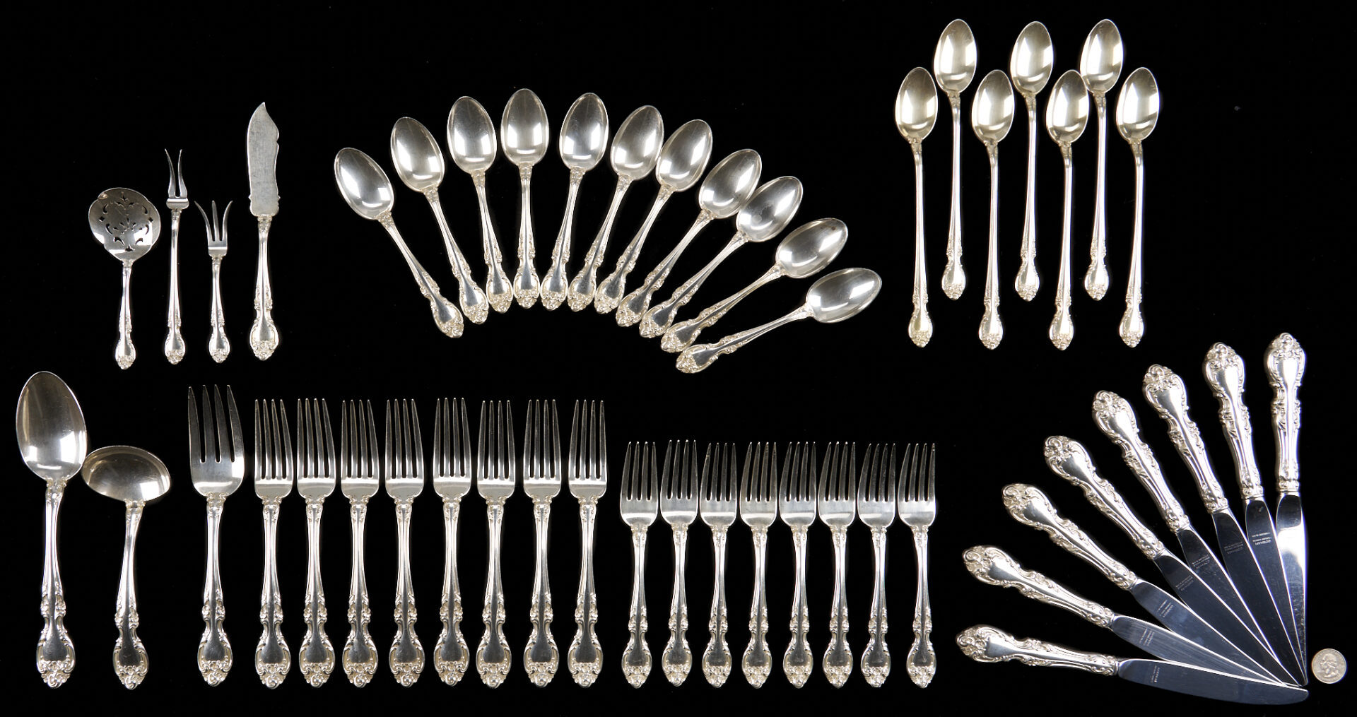 Lot 321: 49 Pcs. Gorham Sterling Silver, Melrose Pattern