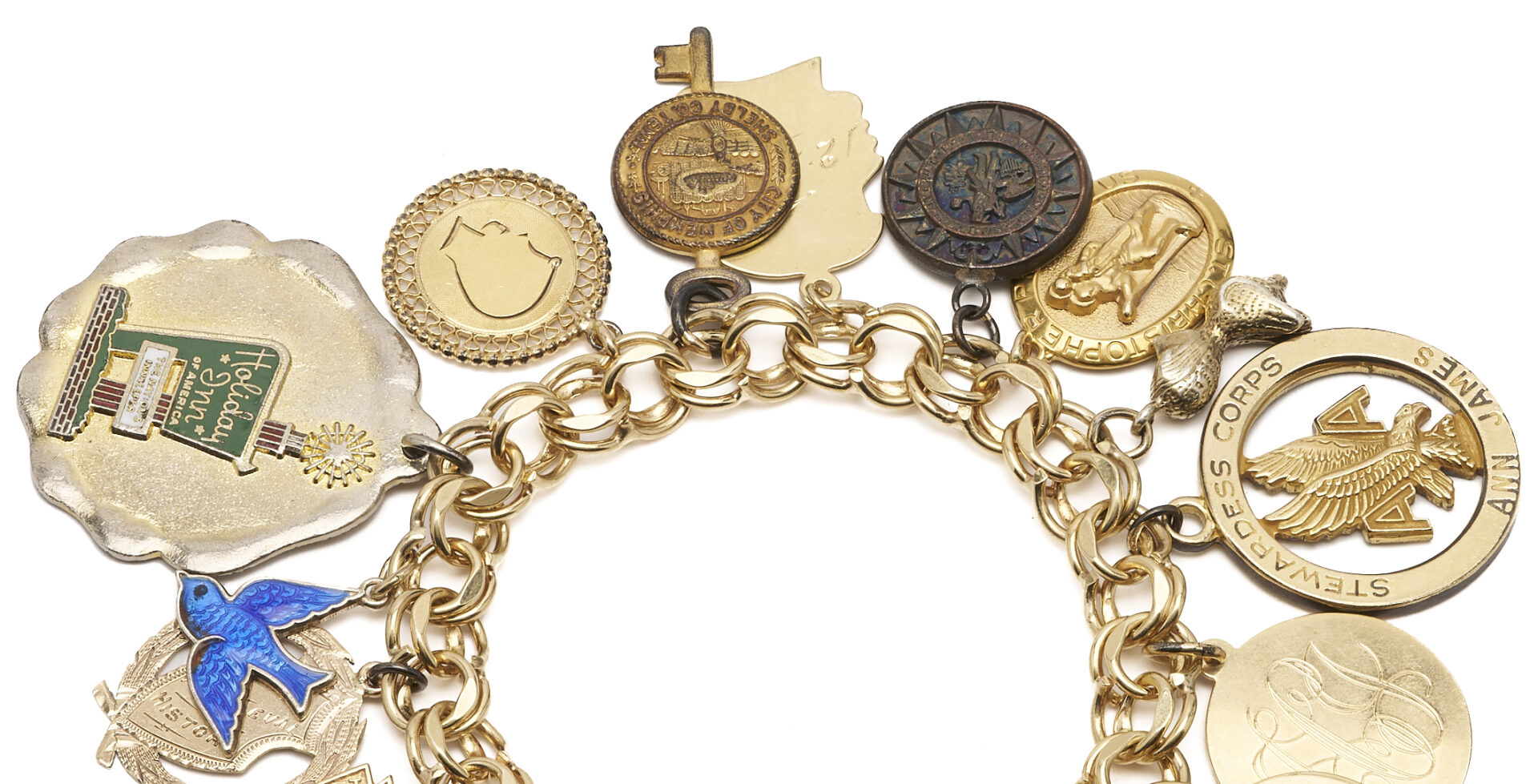 Lot 323: 14K Gold Charm Bracelet, 17 charms