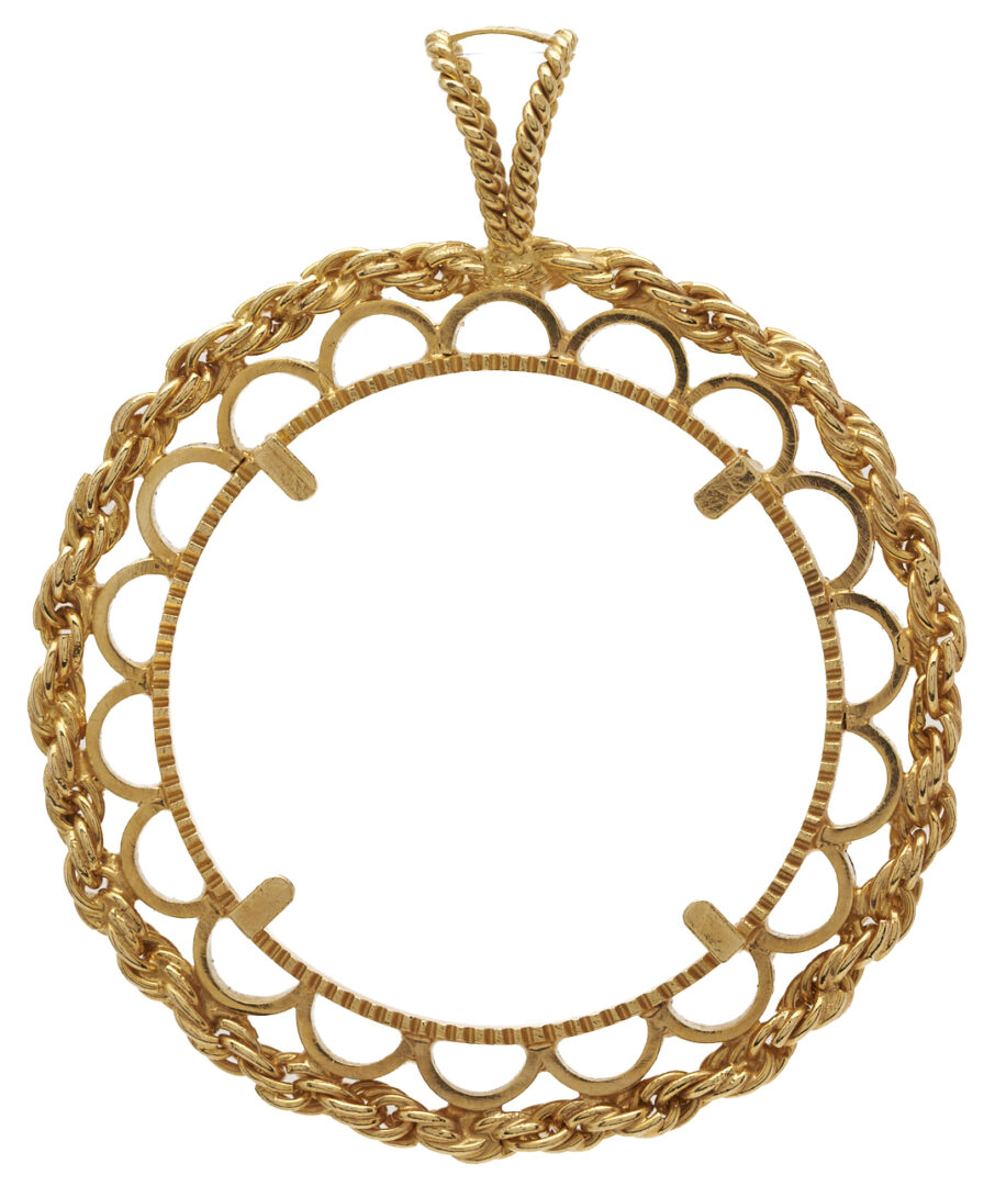 Lot 325: Five 14K Yellow Gold Rope Coin Bezels