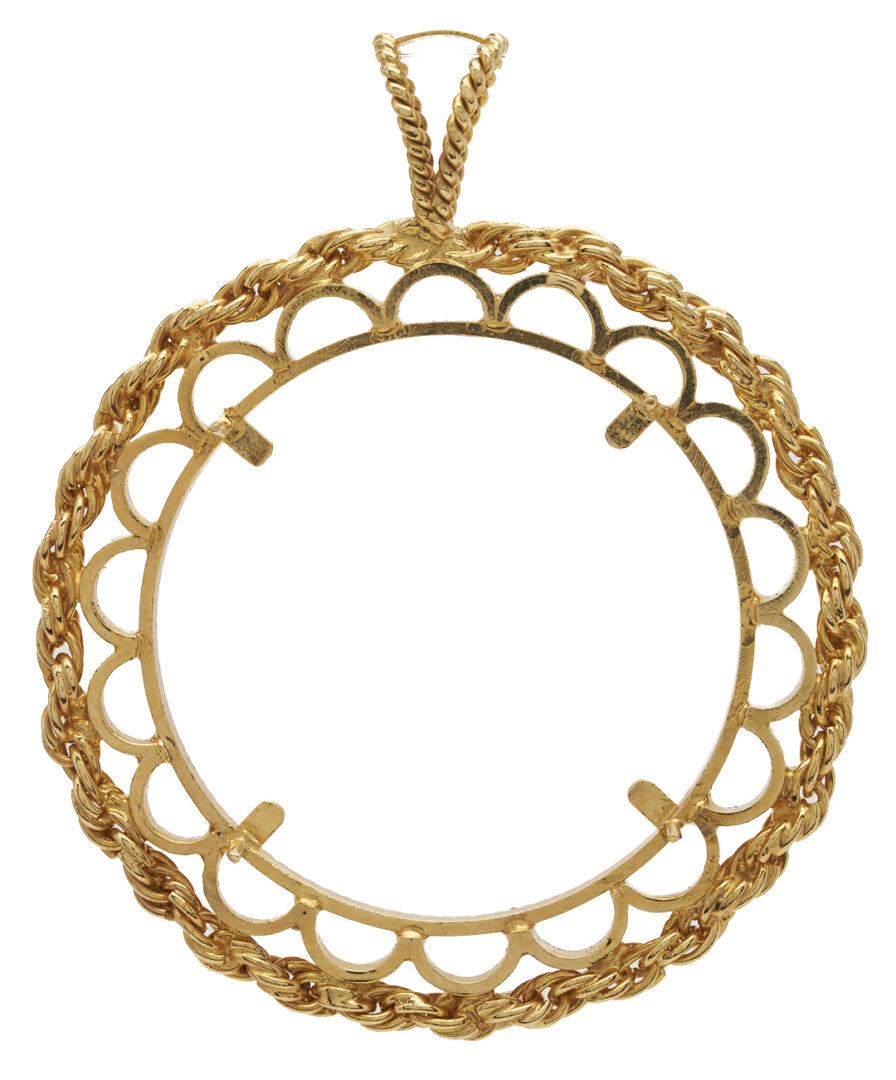 Lot 325: Five 14K Yellow Gold Rope Coin Bezels