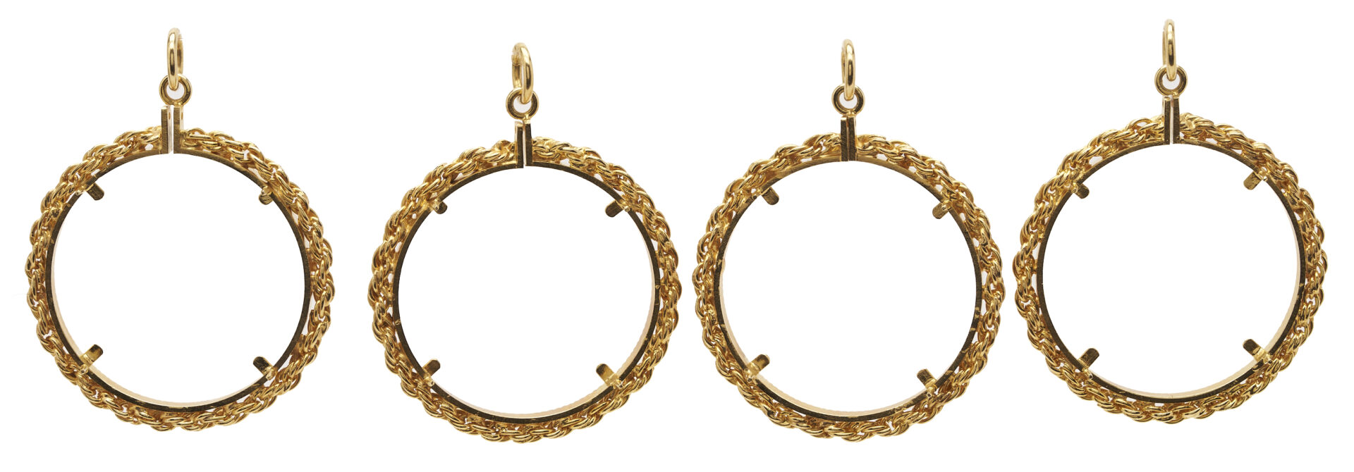 Lot 325: Five 14K Yellow Gold Rope Coin Bezels