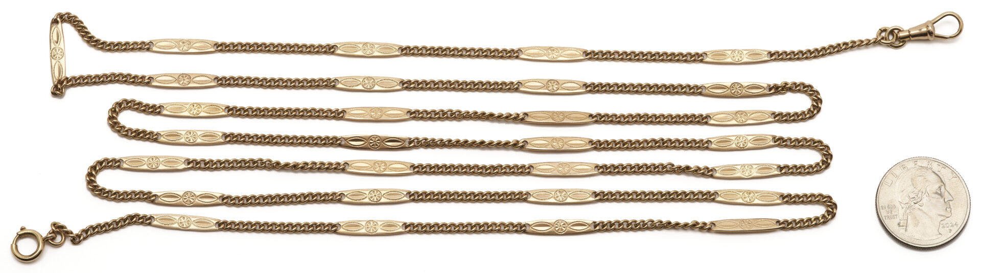 Lot 327: Antique 14K Rose Gold Watch Chain, 56 in. L