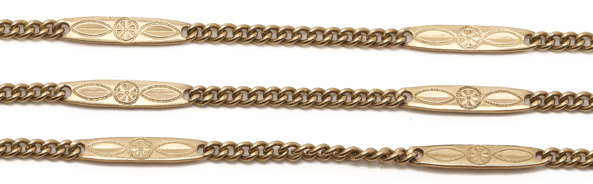 Lot 327: Antique 14K Rose Gold Watch Chain, 56 in. L