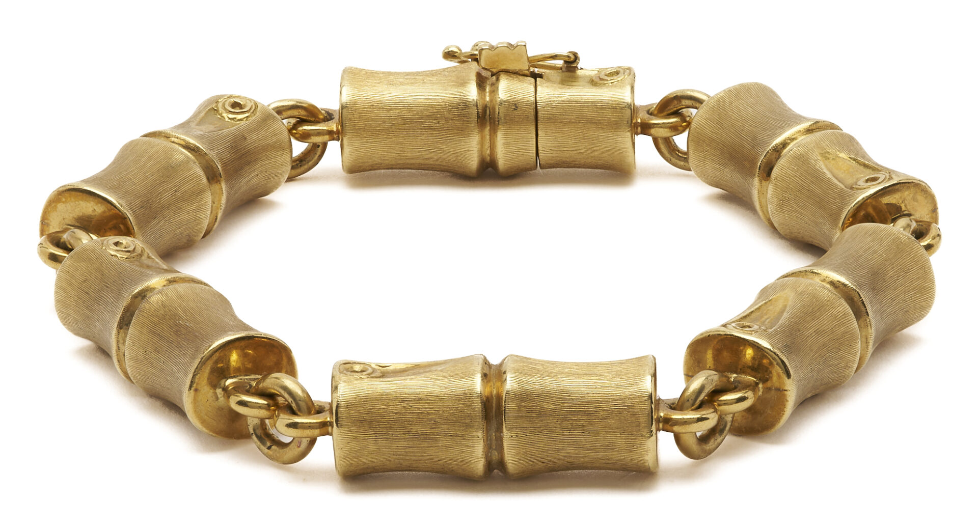 Lot 328: 18K Italian Yellow Gold Bamboo Link Bracelet