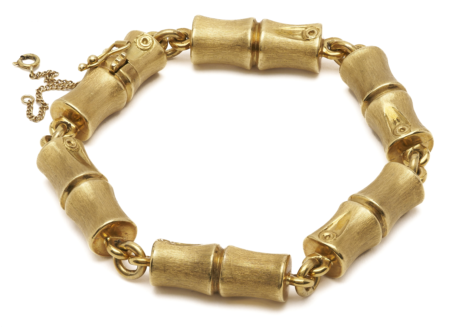 Lot 328: 18K Italian Yellow Gold Bamboo Link Bracelet