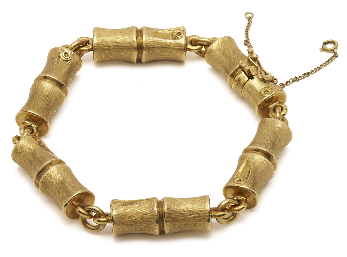 Lot 328: 18K Italian Yellow Gold Bamboo Link Bracelet