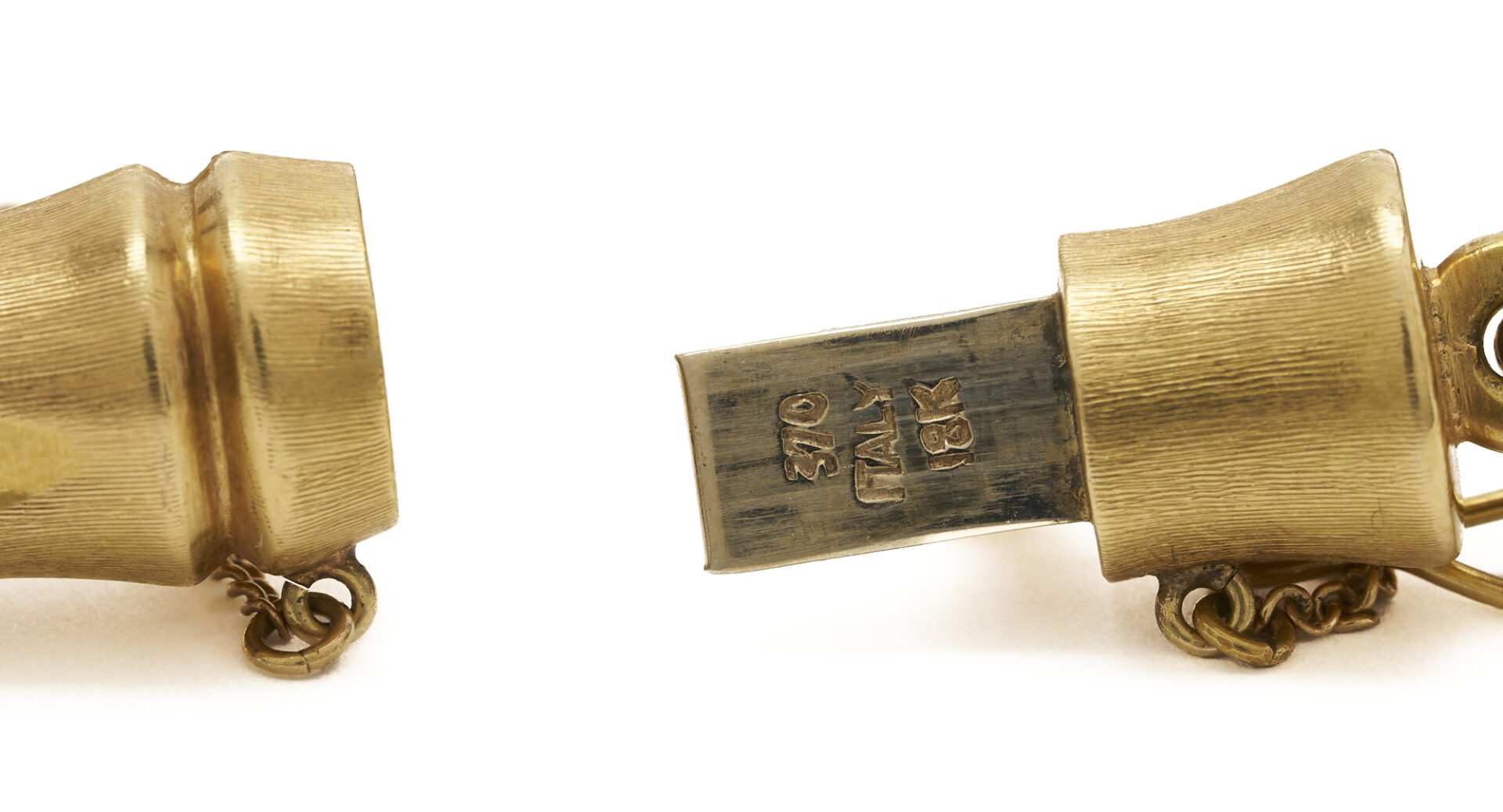Lot 328: 18K Italian Yellow Gold Bamboo Link Bracelet