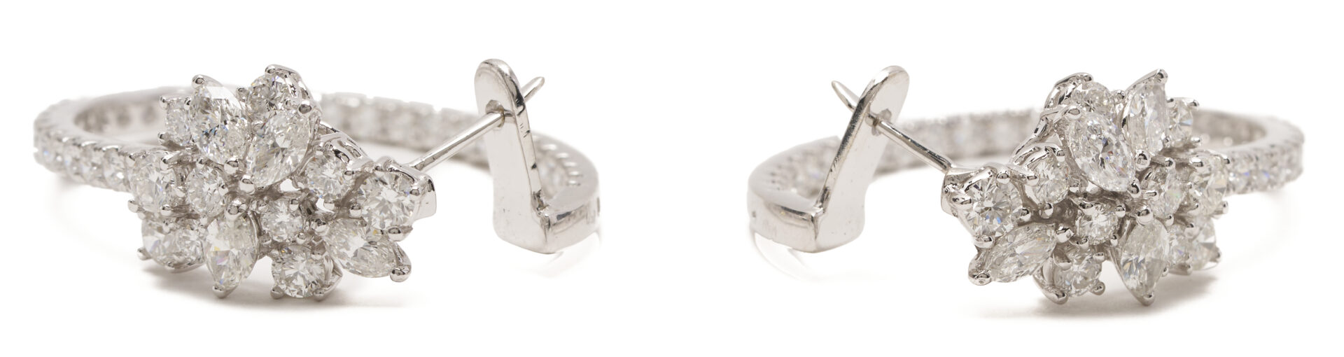 Lot 329: 18K White Gold & Diamond Hoop Earrings