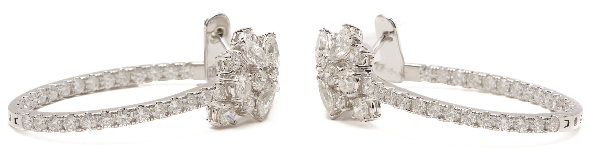 Lot 329: 18K White Gold & Diamond Hoop Earrings