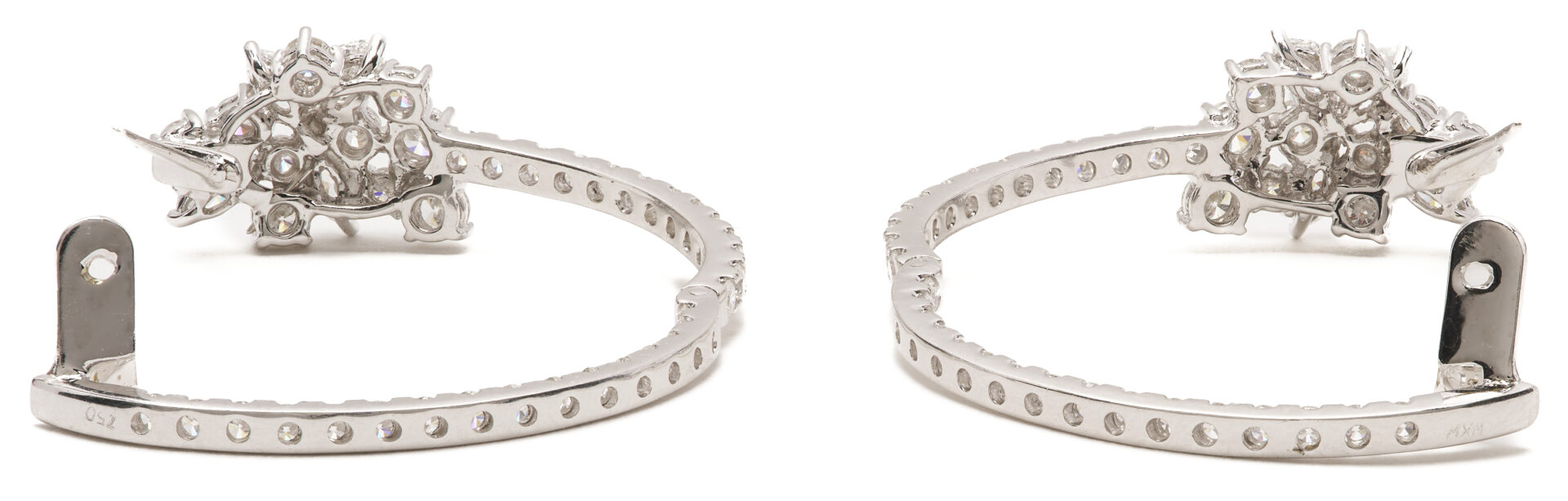 Lot 329: 18K White Gold & Diamond Hoop Earrings