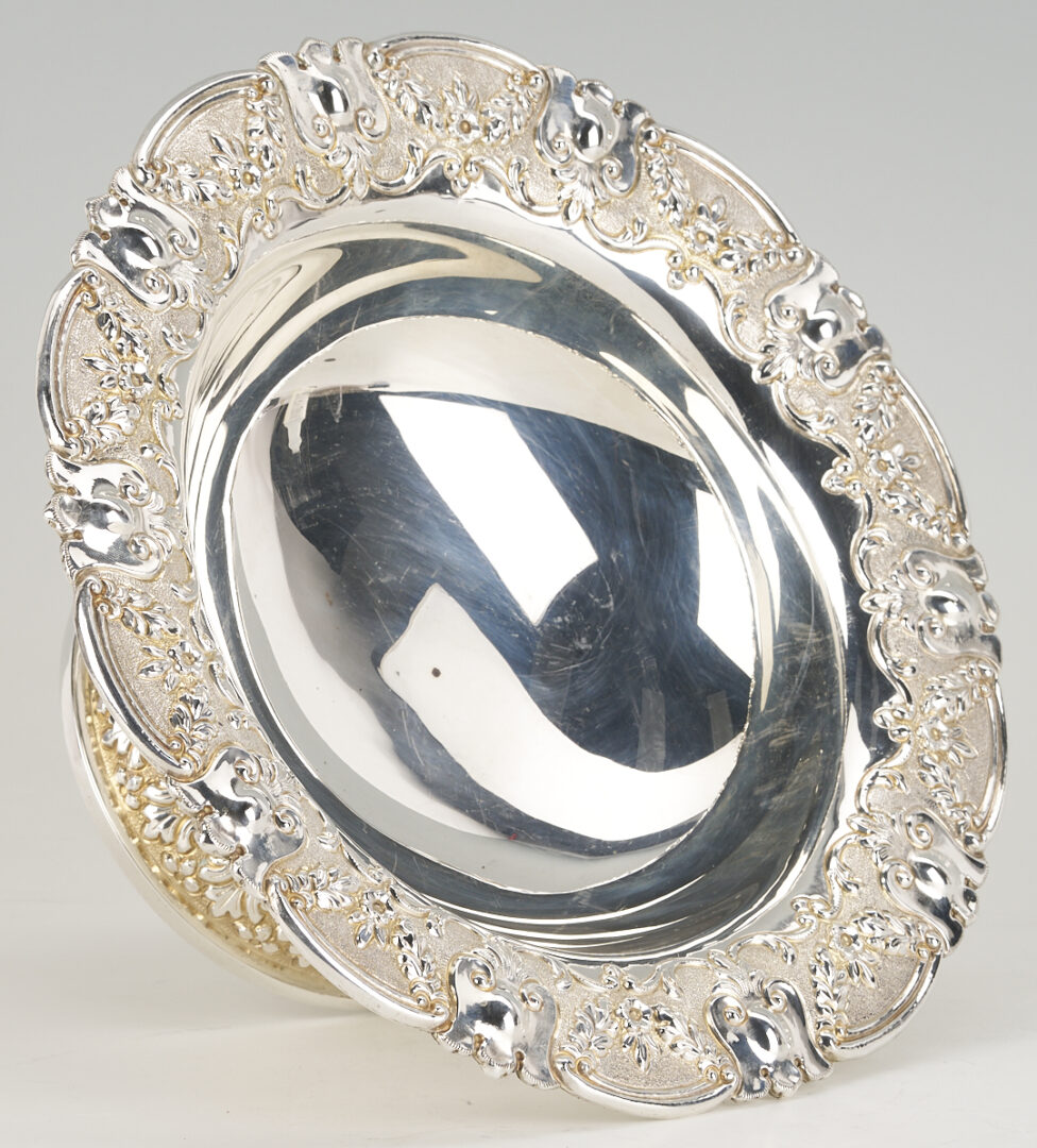 Lot 32: Indian Silver Floral Dish and Compote, Presentation Inscription