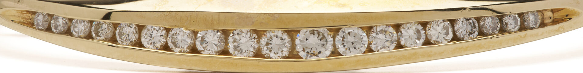 Lot 332: Modernist 14K Gold & Diamond Hinged Bangle Bracelet