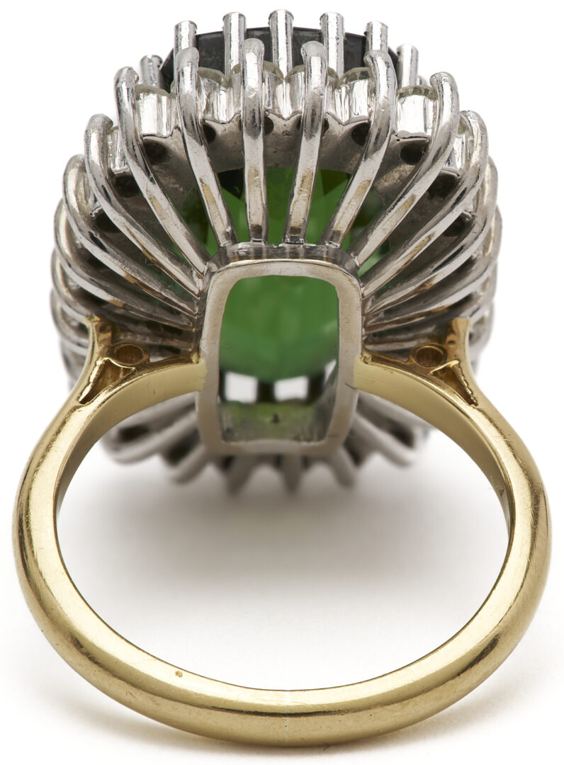Lot 336: 18K White and Yellow Gold Green Tourmaline and Diamond Ring