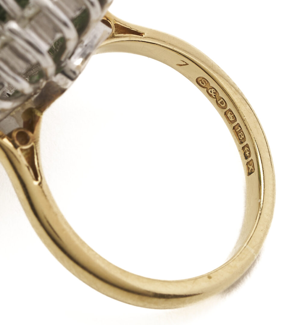 Lot 336: 18K White and Yellow Gold Green Tourmaline and Diamond Ring