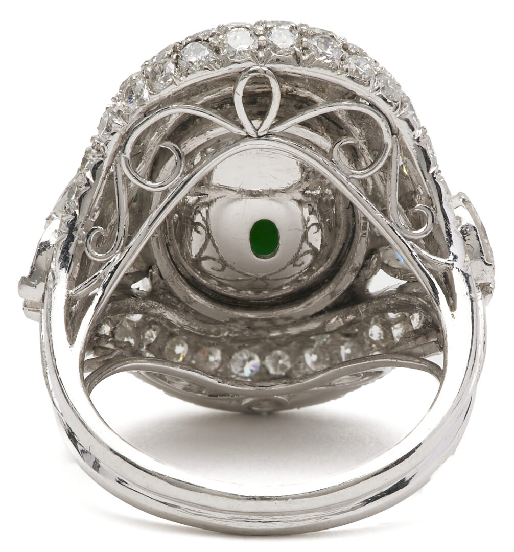 Lot 338: Platinum Jade & Diamond Ring