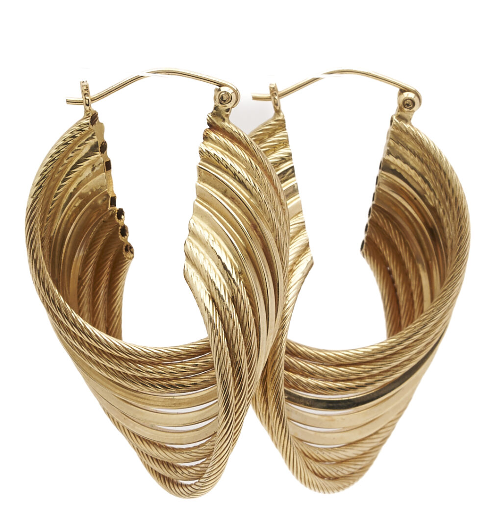Lot 339: 3 Pairs Ladies’ Vintage Yellow Gold Earrings, 18K & 14K