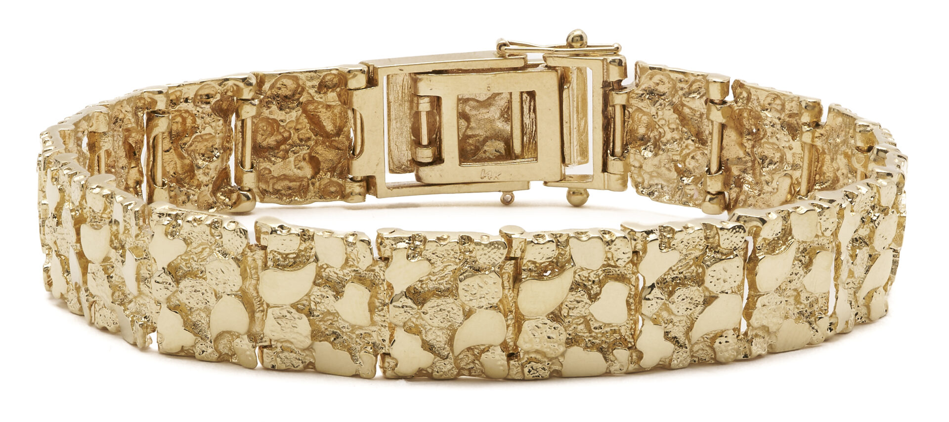 Lot 340: Men’s 14K Gold Nugget Link Bracelet