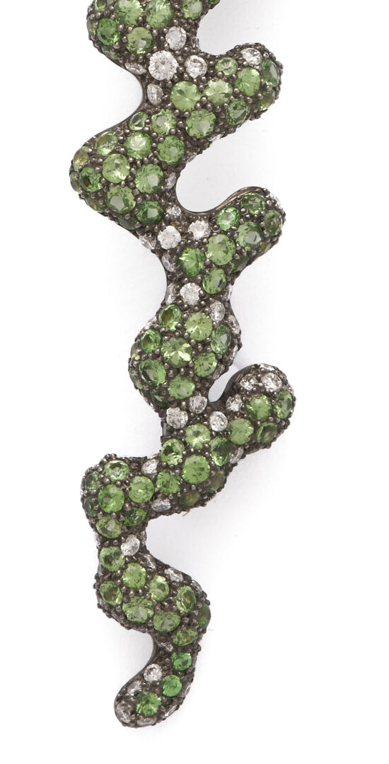 Lot 341: 18K South Sea Pearl, Diamond, & Tsavorite Garnet Bar Pin