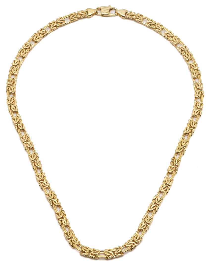 Lot 346: 18K Yellow Gold Byzantine Style Chain