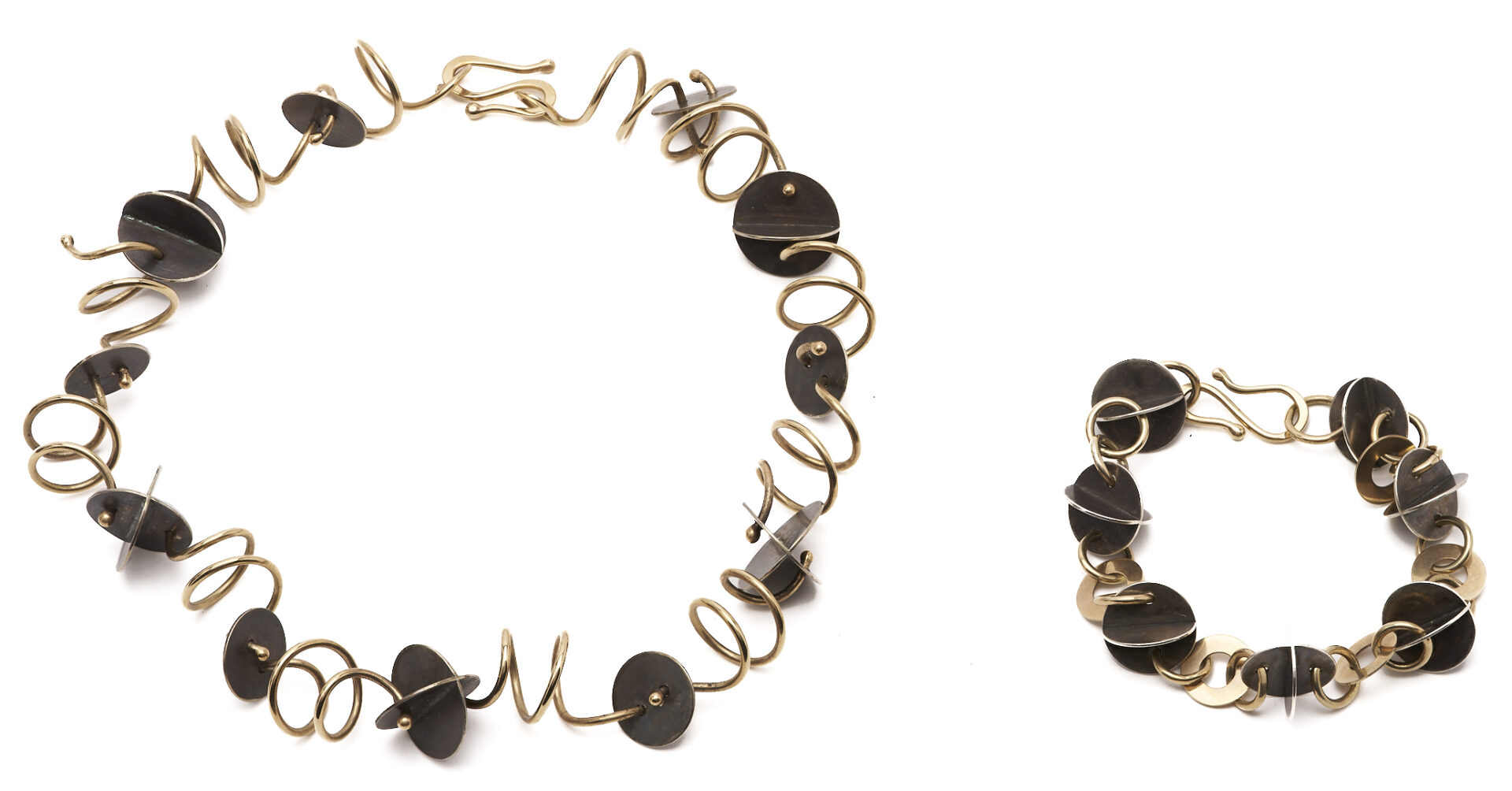 Lot 349: Marilyn Bailey Mixed Metal Coil Necklace & Bracelet