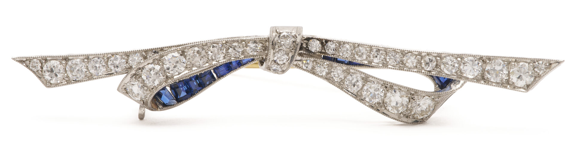 Lot 352: Tiffany & Co. Diamond and Sapphire Bow Pin