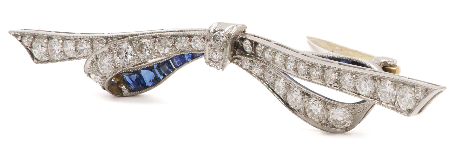 Lot 352: Tiffany & Co. Diamond and Sapphire Bow Pin