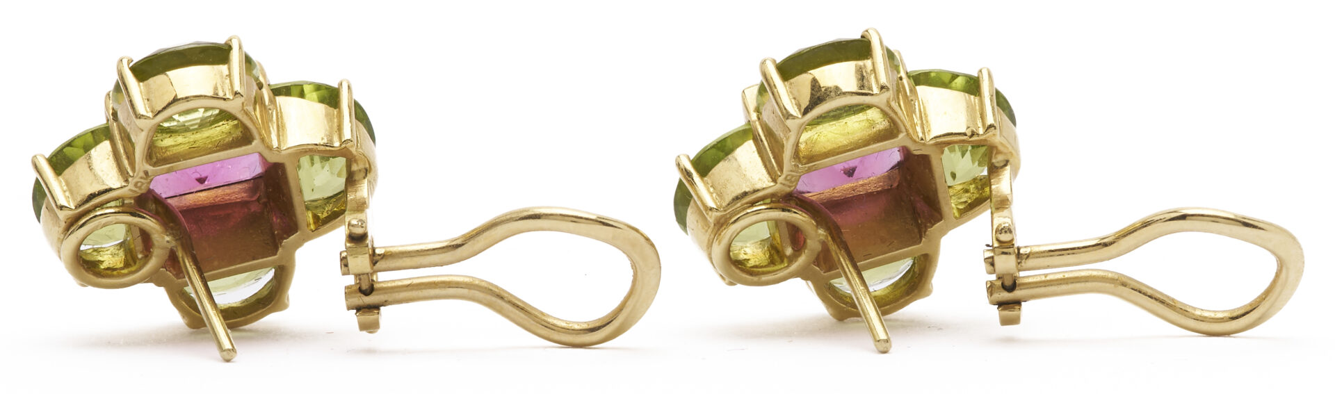 Lot 353: Pair of 18K Tourmaline & Peridot Earrings