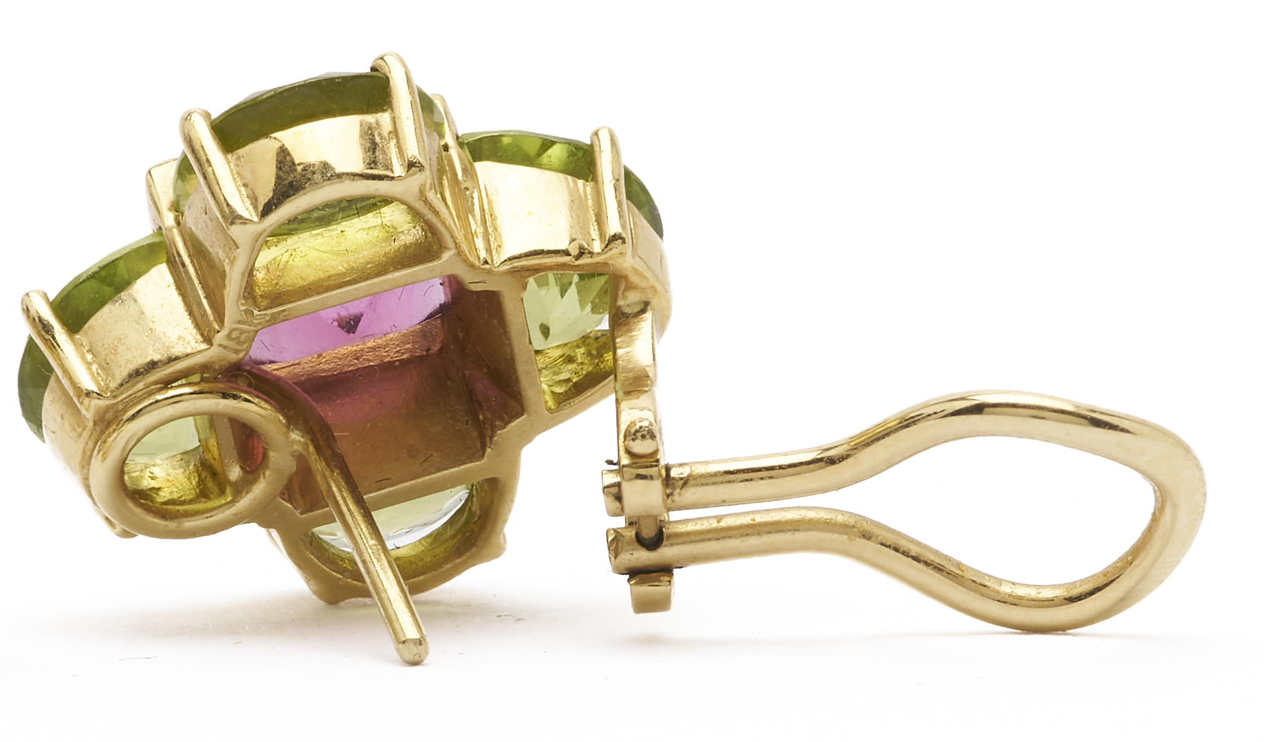 Lot 353: Pair of 18K Tourmaline & Peridot Earrings