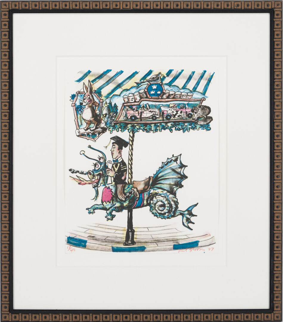 Lot 354: Red Grooms Signed Fox Trot Carousel Print, Charlie Soong