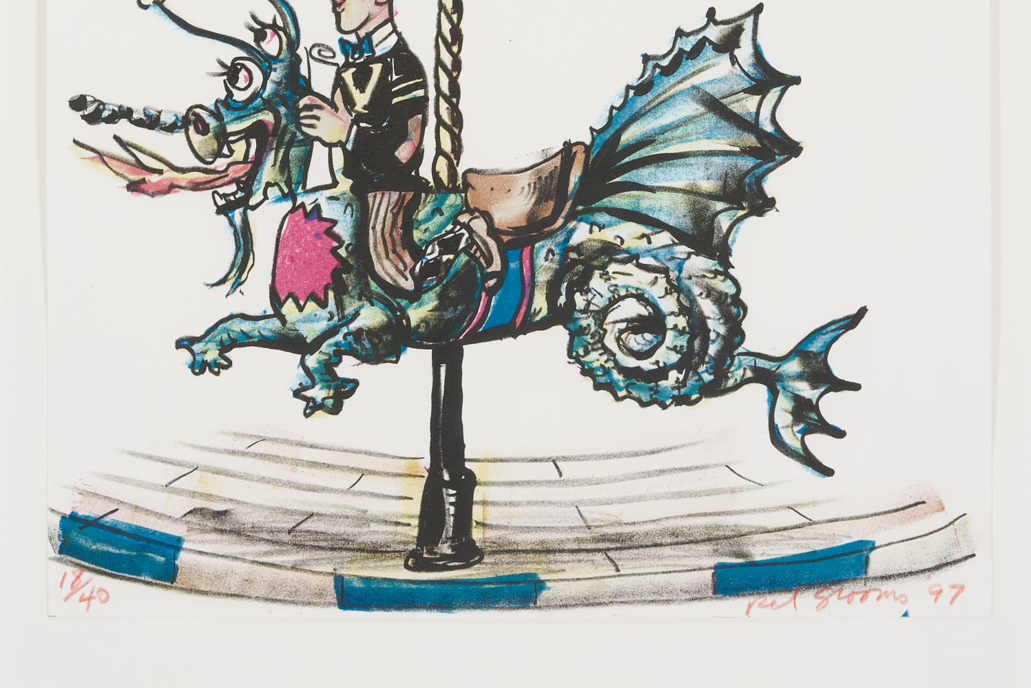 Lot 354: Red Grooms Signed Fox Trot Carousel Print, Charlie Soong