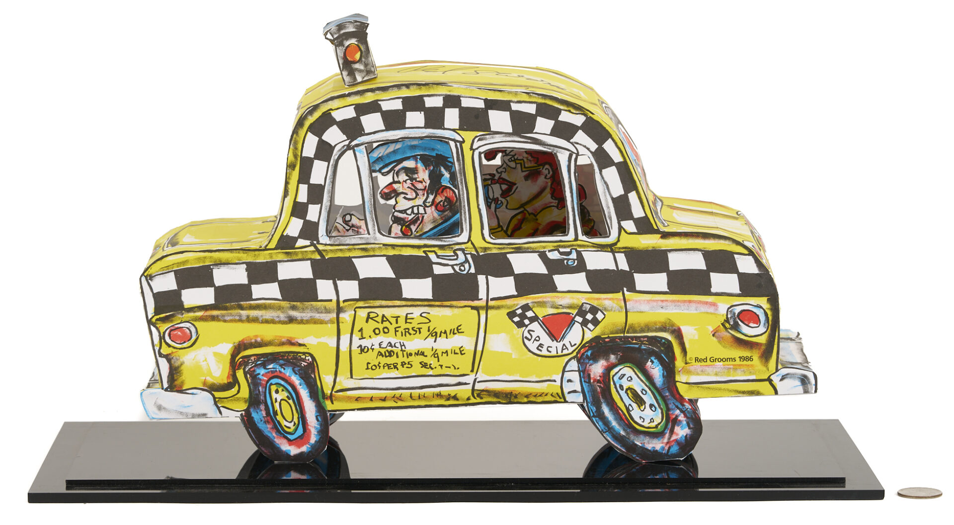 Lot 355: Red Grooms 3D Lithograph Taxi, Signed