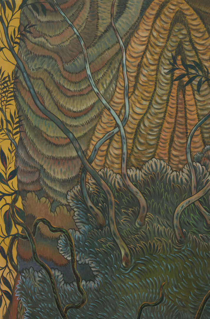 Lot 356: Paul Lancaster O/C Painting, Woman and Cat in Landscape
