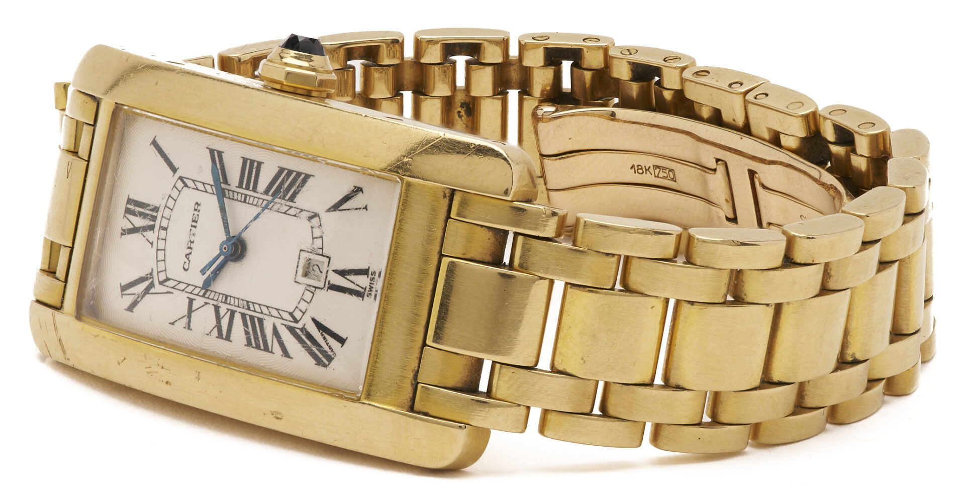 Lot 35: Men’s Cartier 18K Tank Americaine Wristwatch
