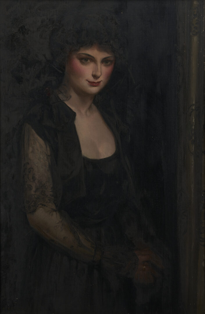 Lot 363: John Alberts O/C Portrait of a Woman in Black