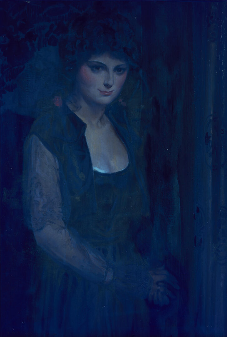 Lot 363: John Alberts O/C Portrait of a Woman in Black