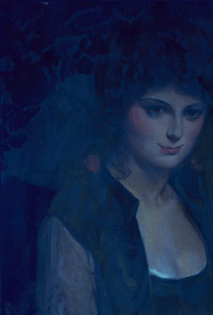 Lot 363: John Alberts O/C Portrait of a Woman in Black