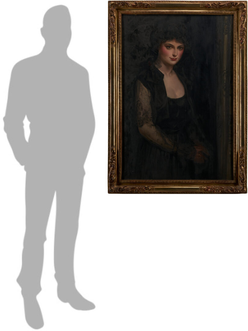 Lot 363: John Alberts O/C Portrait of a Woman in Black