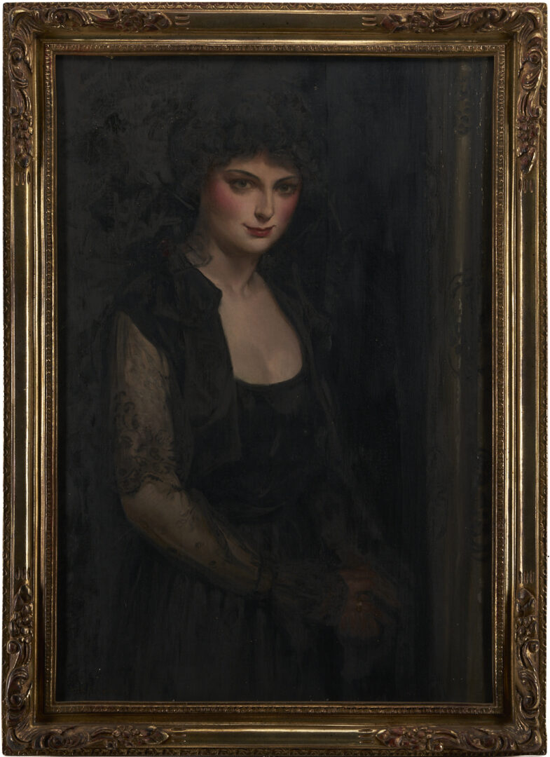 Lot 363: John Alberts O/C Portrait of a Woman in Black
