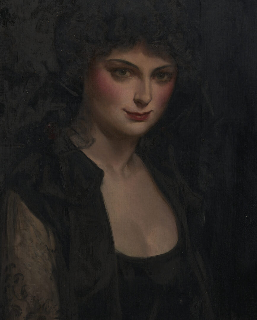 Lot 363: John Alberts O/C Portrait of a Woman in Black