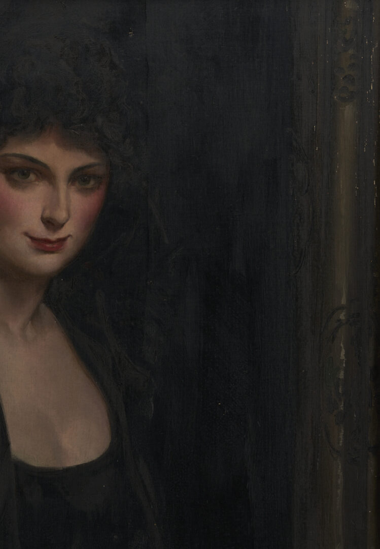 Lot 363: John Alberts O/C Portrait of a Woman in Black