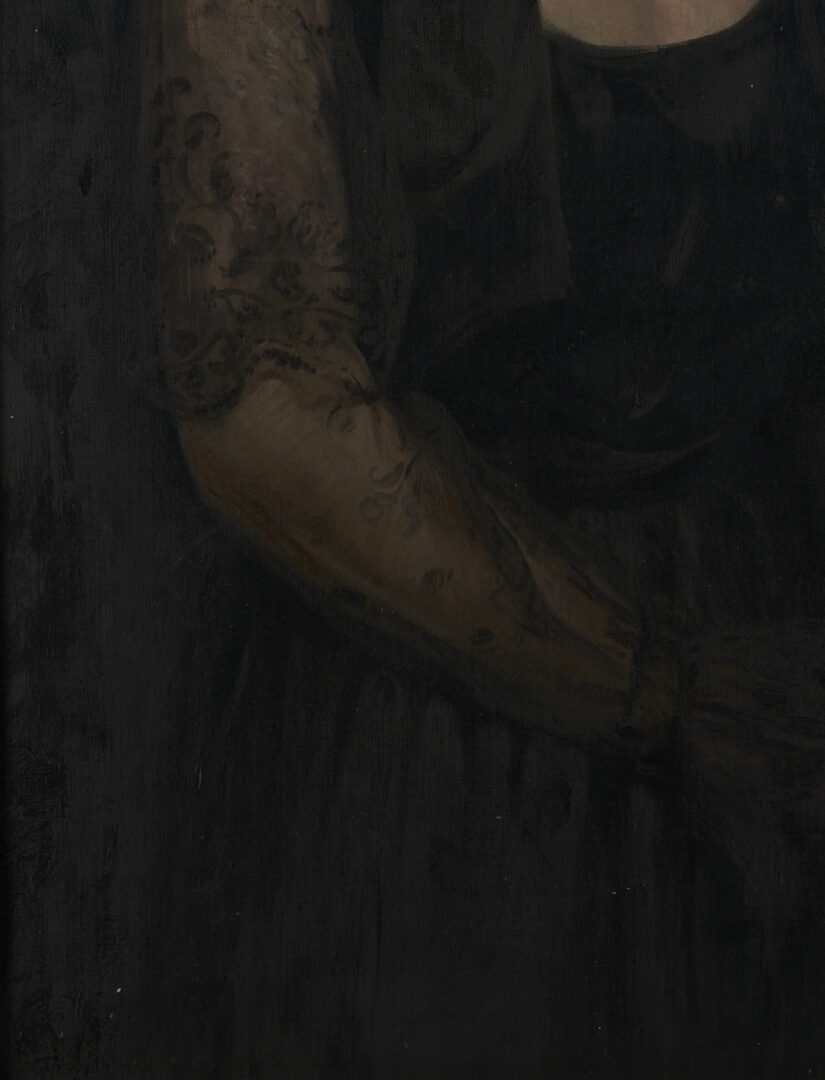 Lot 363: John Alberts O/C Portrait of a Woman in Black