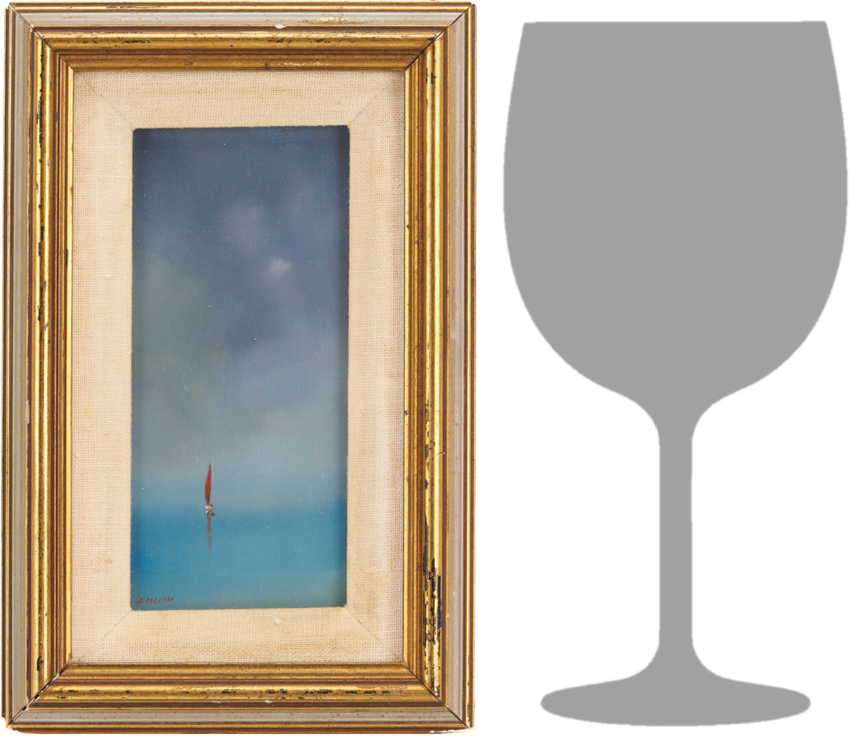 Lot 368: Small Anne Packard Oil on Board Painting, Lone Sailboat
