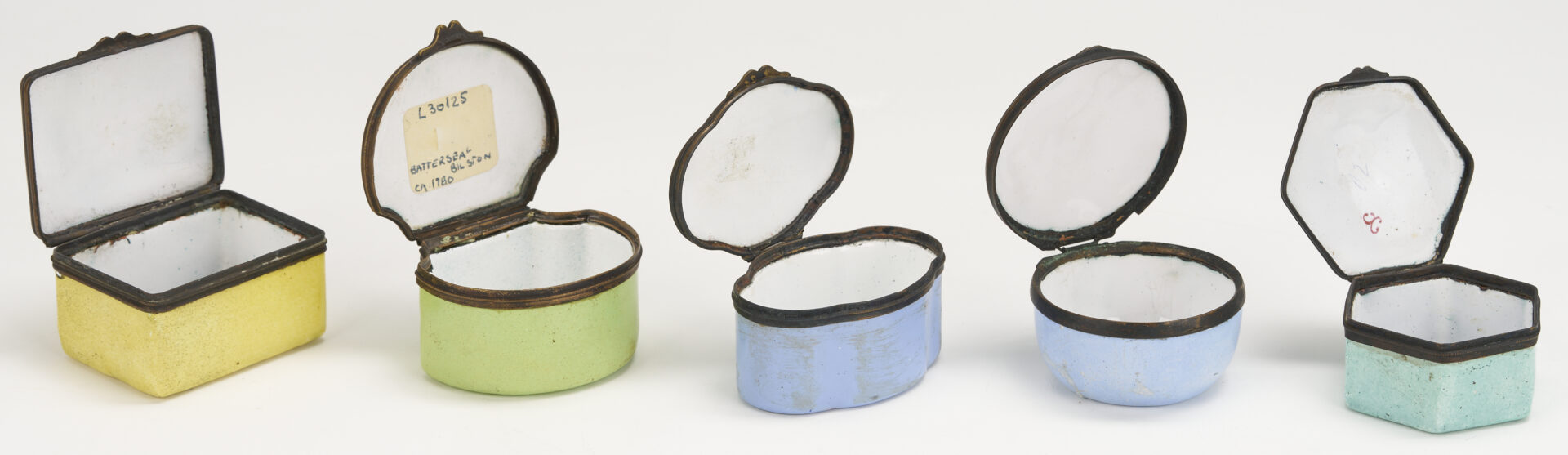 Lot 373: Ten Bilston & Battersea Enamel Boxes