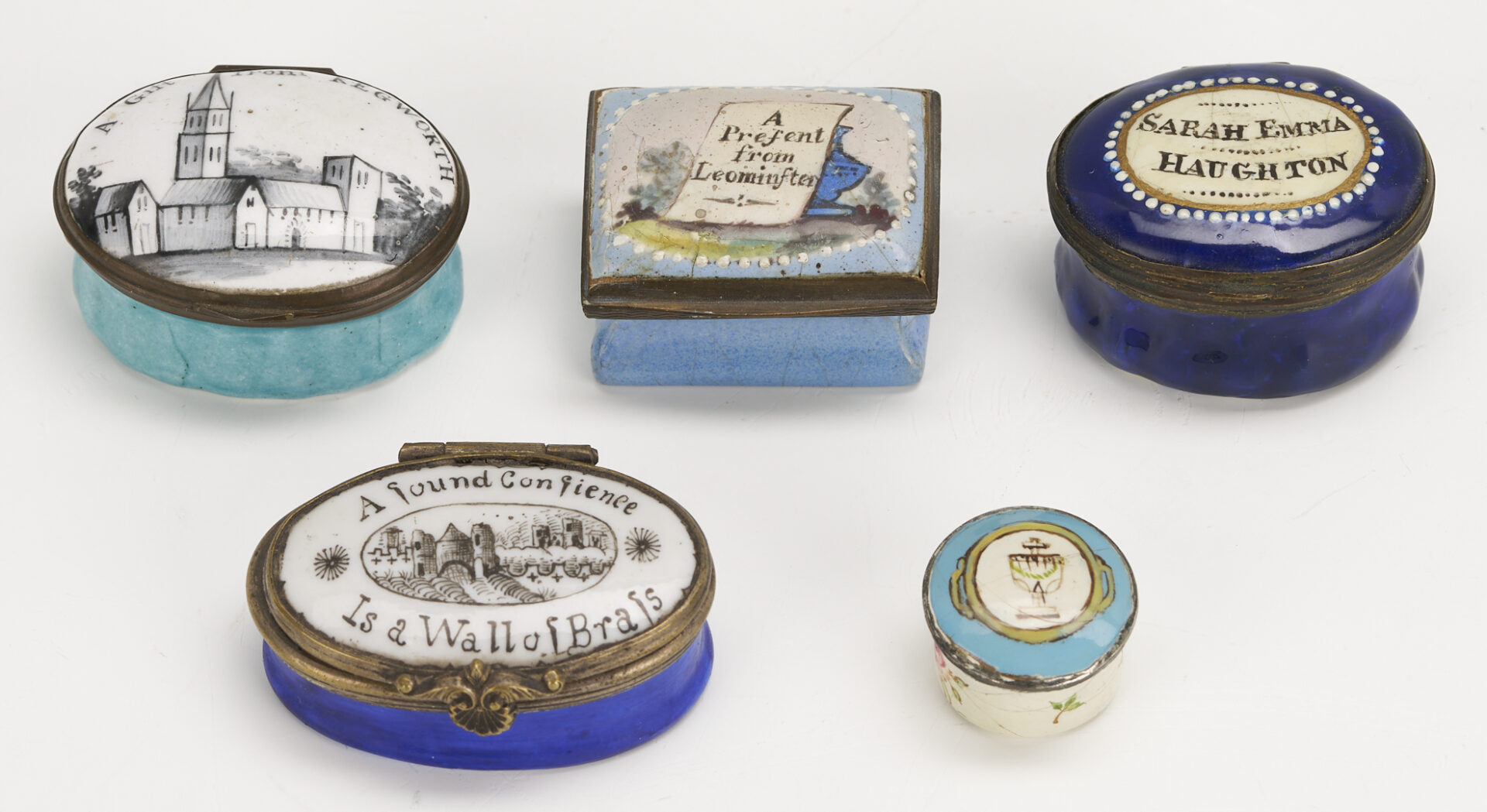 Lot 373: Ten Bilston & Battersea Enamel Boxes