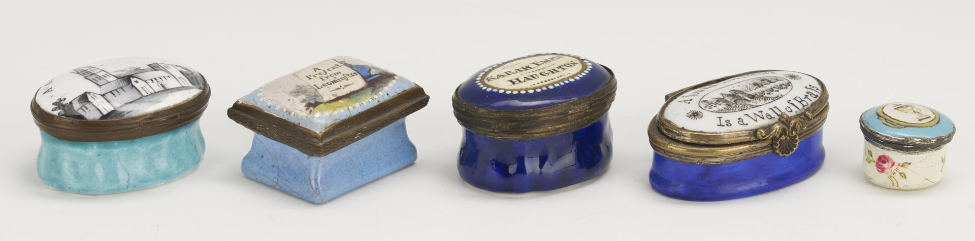 Lot 373: Ten Bilston & Battersea Enamel Boxes