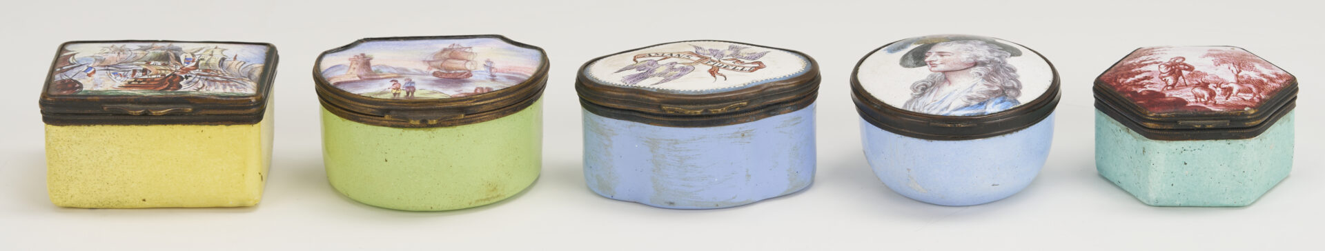 Lot 373: Ten Bilston & Battersea Enamel Boxes
