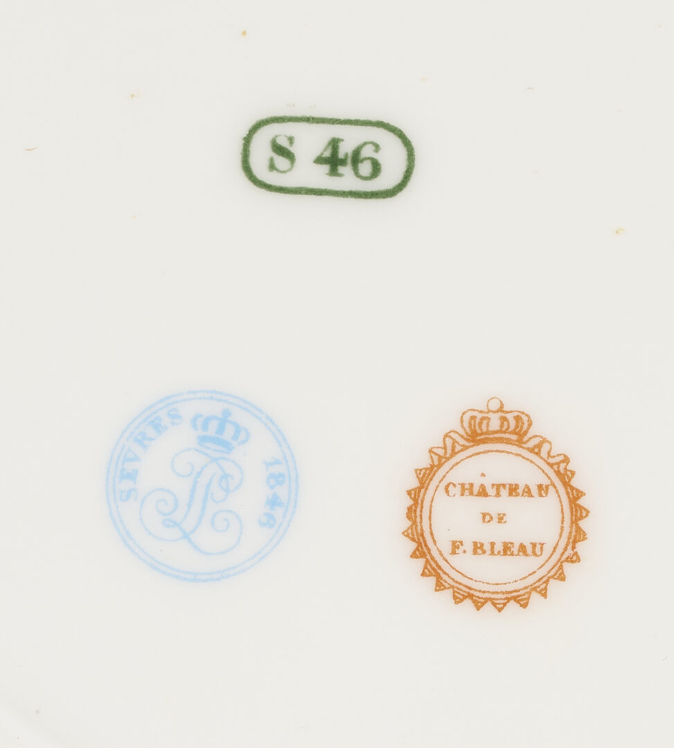 Lot 375: 19 Pc Sevres De Fountainbleau Porcelain Hunting Service, c. 1845