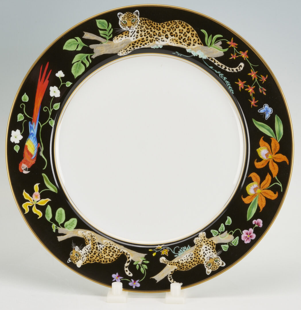 Lot 376: 78 pcs Lynn Chase Jaguar Jungle Dinnerware, Incl. Signed